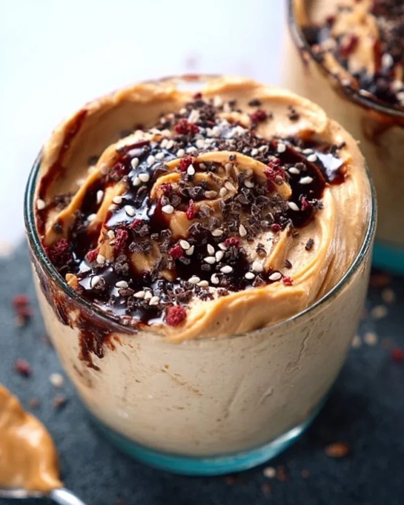 Delicious Cottage Cheese Peanut Butter Mousse served in a bowl