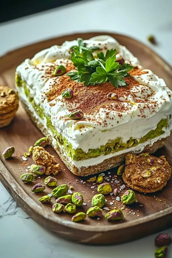 Delicious creamy pistachio verrine dessert in elegant glass