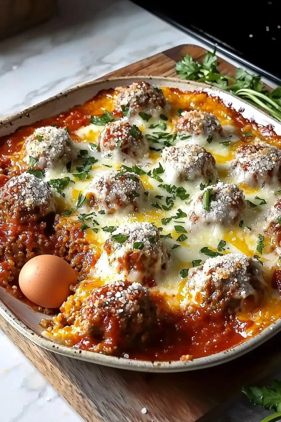 Dump and Bake Beef Meatball Casserole
