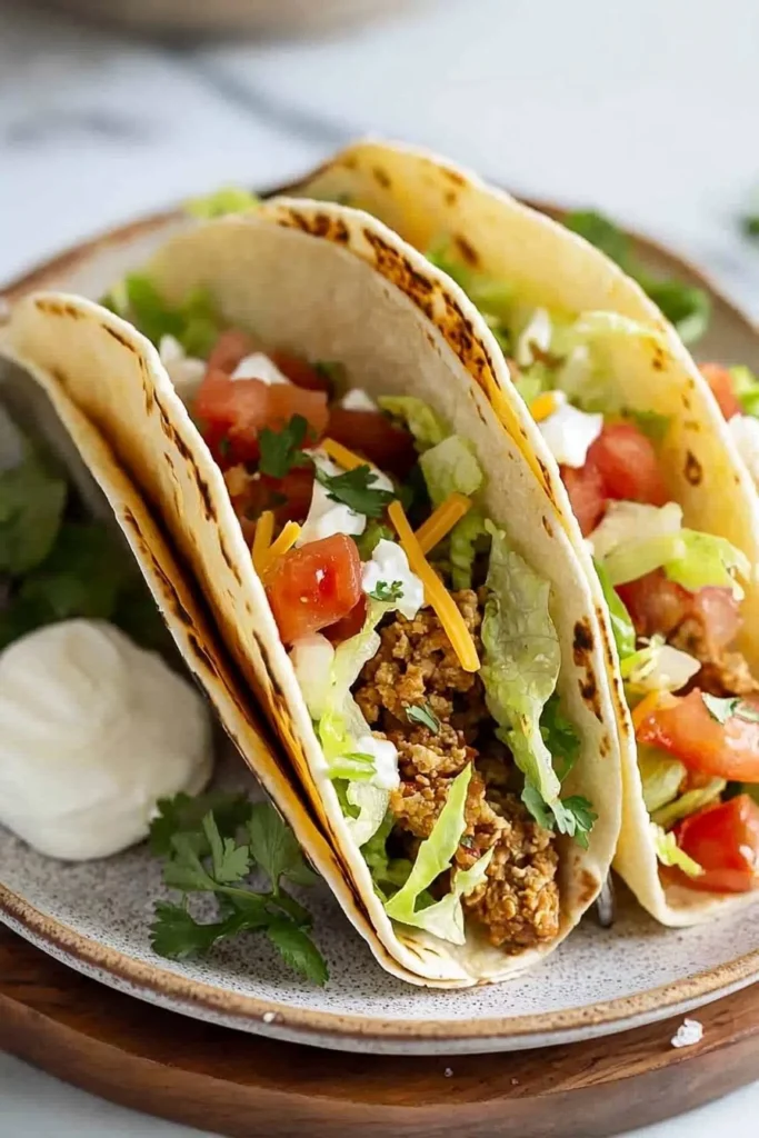 Delicious easy chicken tacos served with fresh toppings