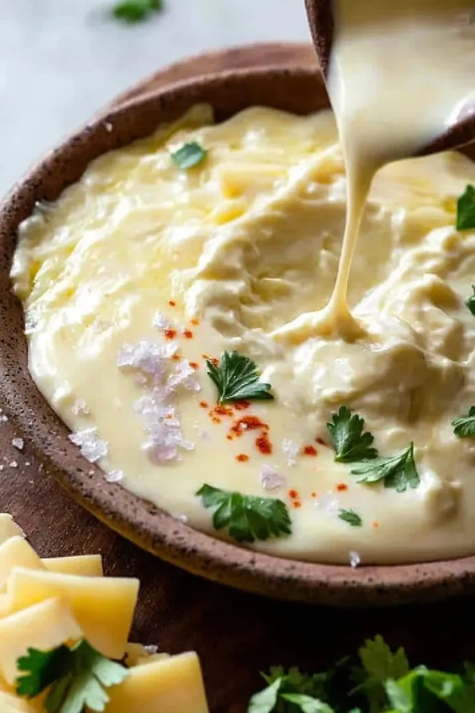 Delicious homemade easy white queso dip served with tortilla chips.