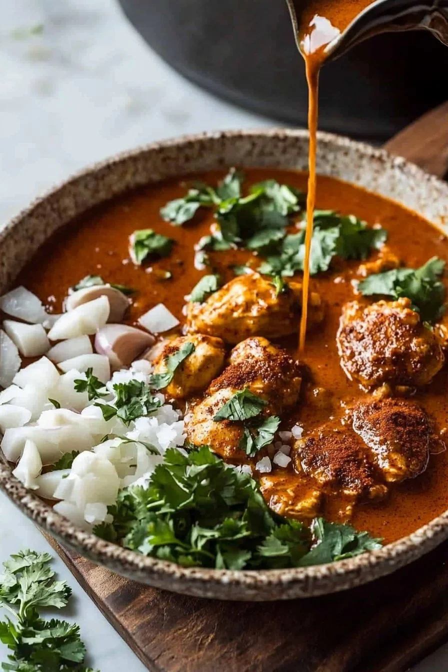 Ethiopian Berbere Chicken Curry served in a colorful bowl with spices