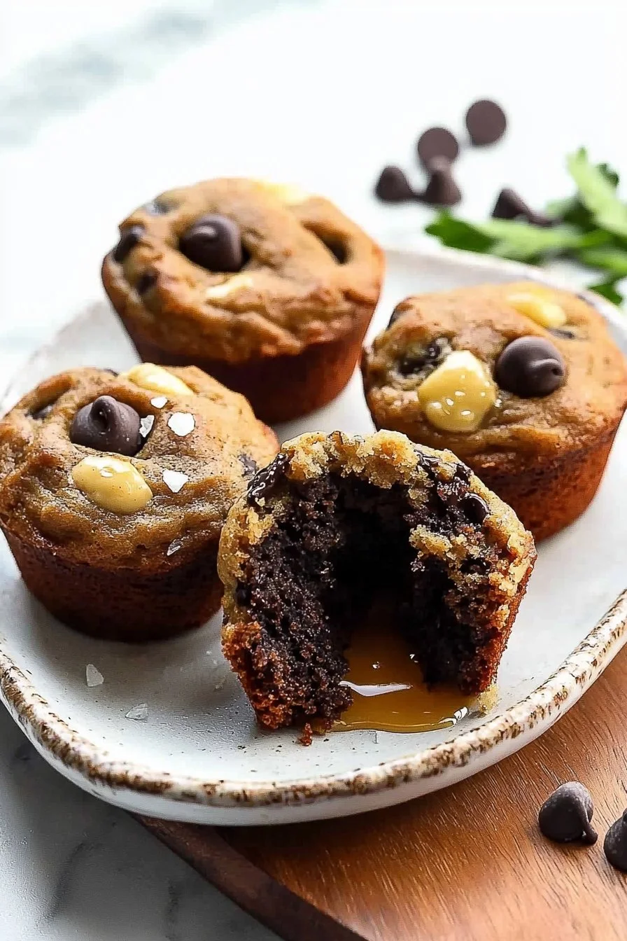Flourless peanut butter banana muffins ready to be served on a plate