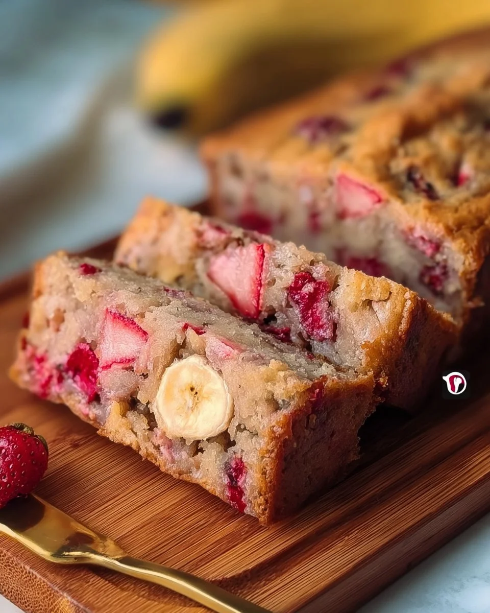 Healthy Banana Strawberry Bread