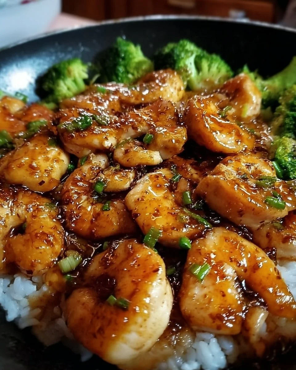 High-protein honey garlic chicken dish with vibrant vegetables