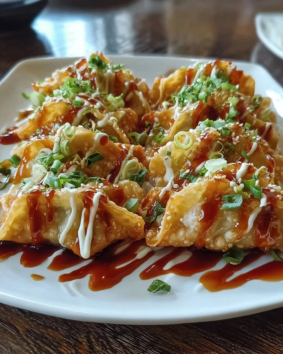 Plate of homemade chicken wonton tacos filled with fresh ingredients