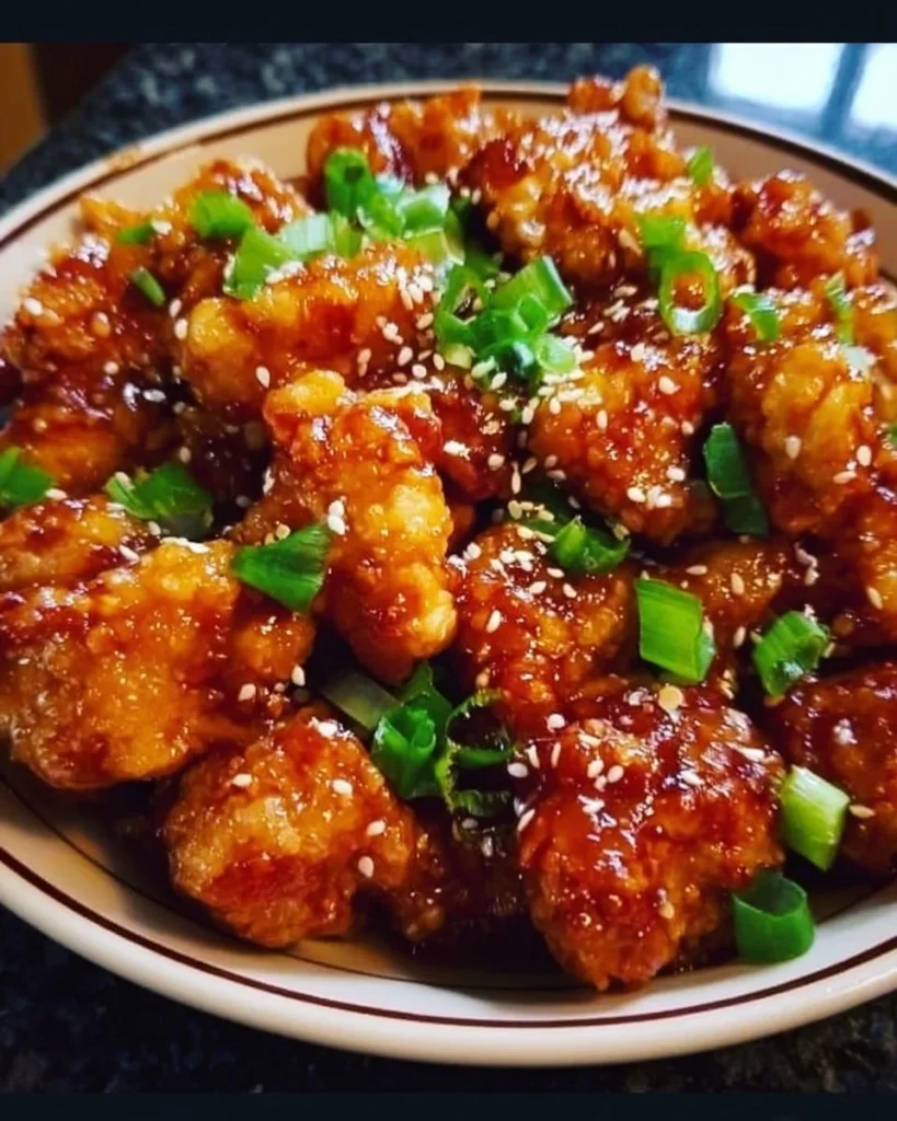 Delicious General Tso's Chicken served with a side of rice and vegetables