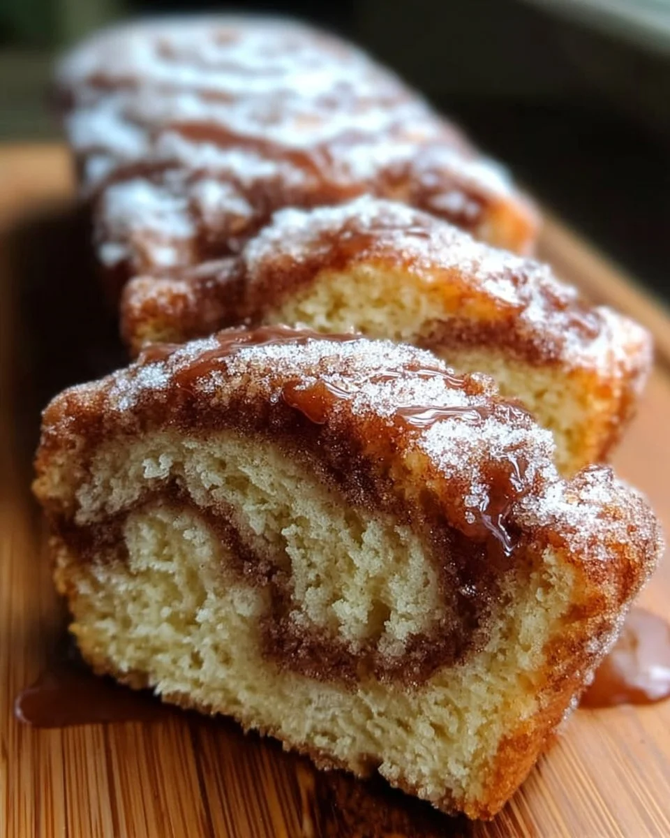 Irresistibly easy cinnamon donut bread freshly baked and ready to enjoy.