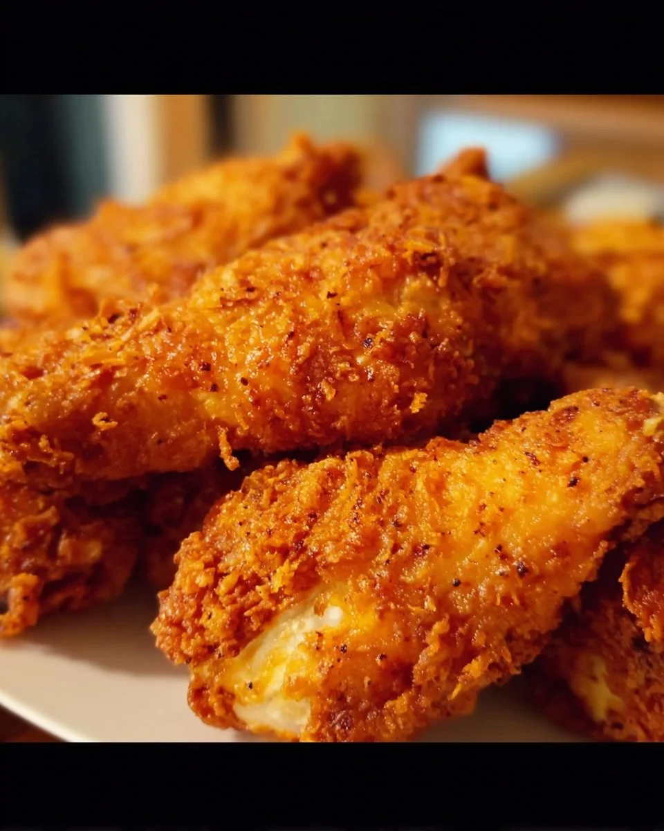 Crispy and delicious Korean Fried Chicken served with dipping sauce.