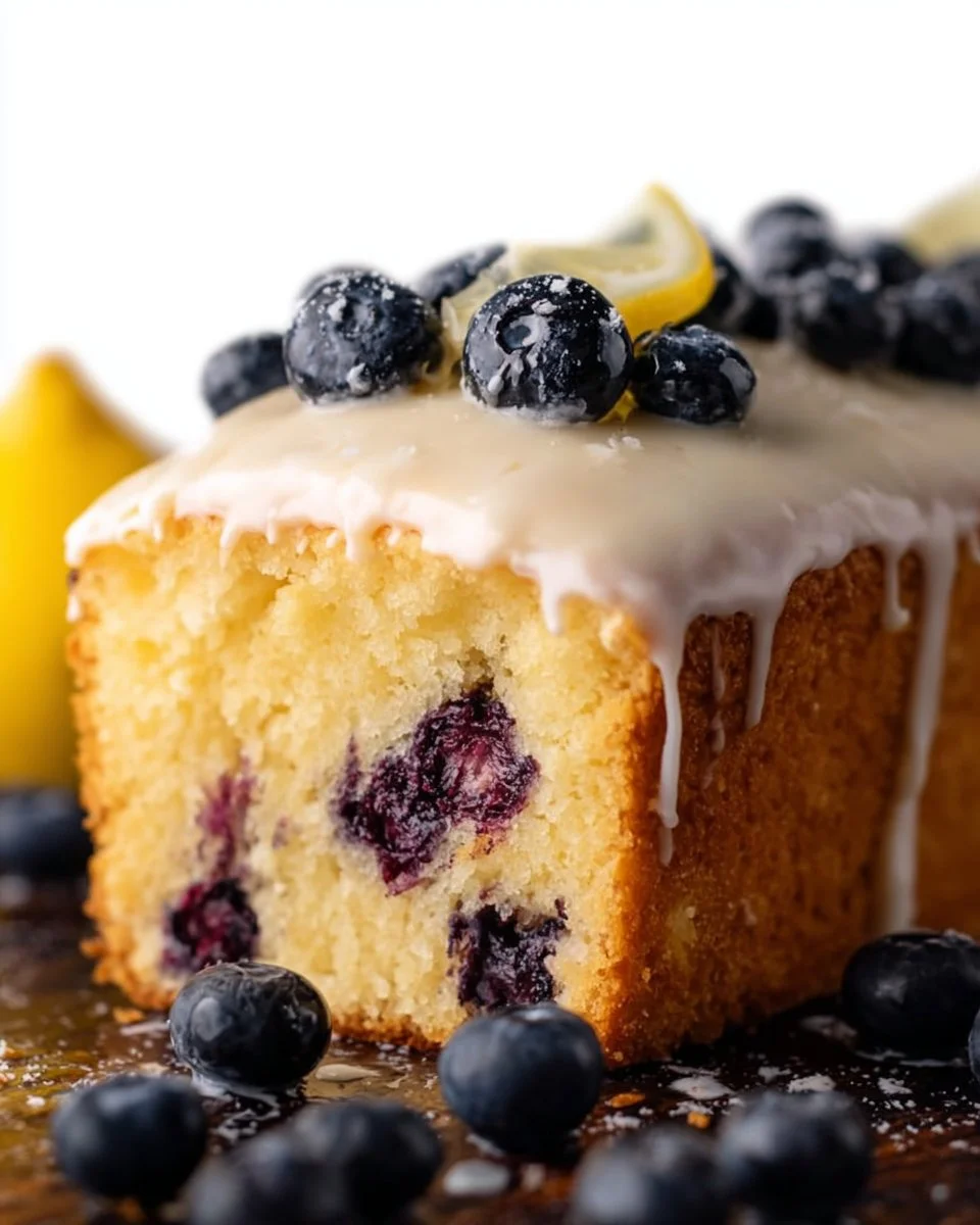 Deliciously baked Lemon Blueberry Cake with fresh blueberries and lemon zest.