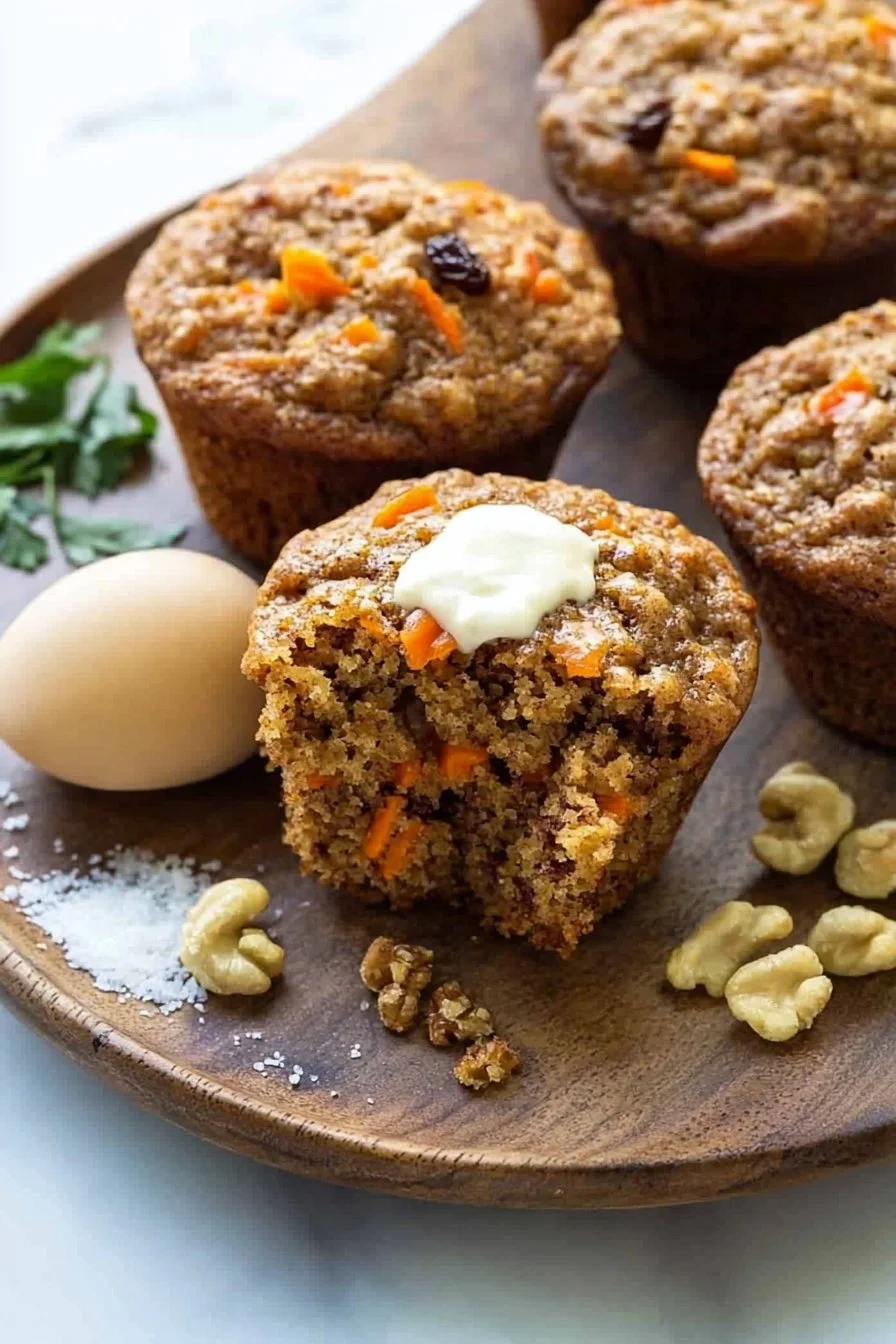 Freshly baked Morning Glory Muffins with carrots, apples, and nuts