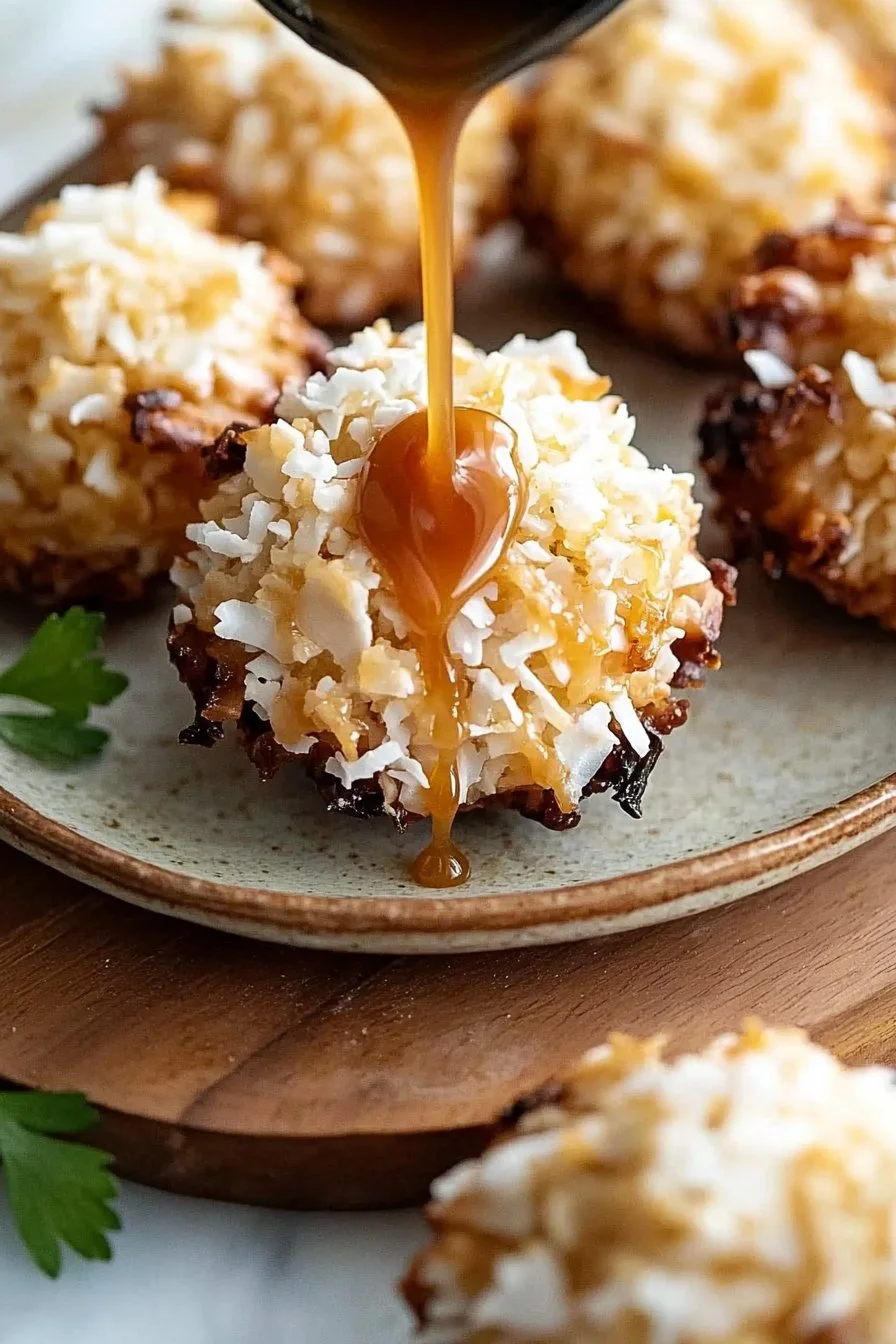 No Bake Salted Caramel Coconut Macaroons