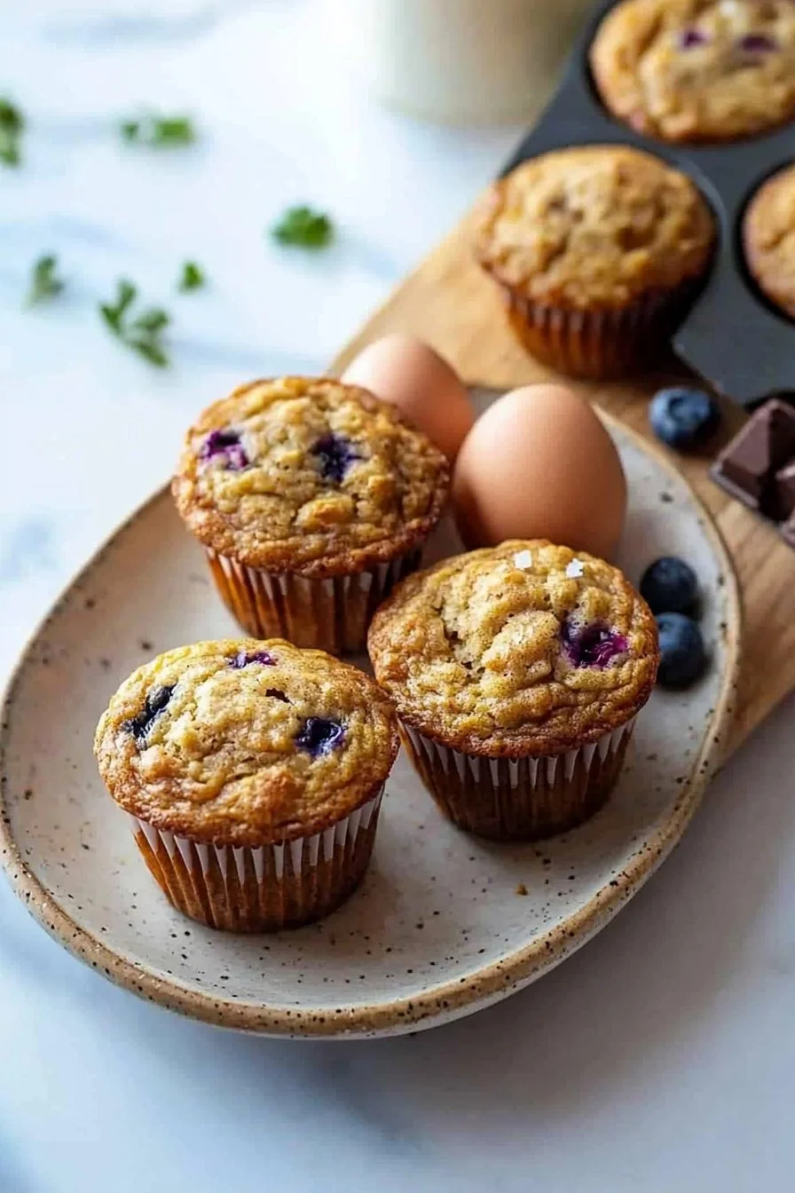 Delicious homemade no sugar Greek yogurt muffins on a plate