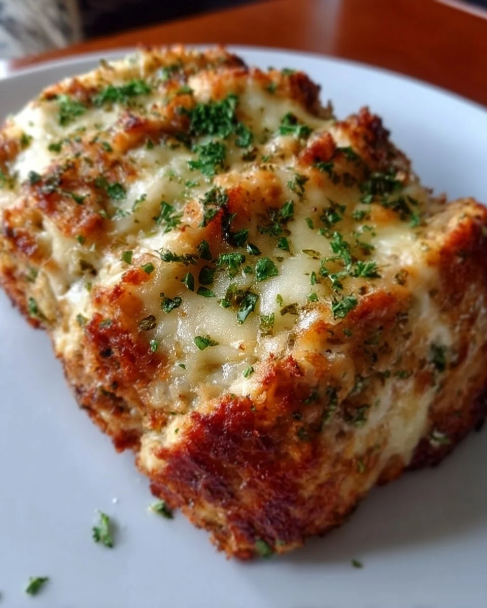 Delicious Parmesan Chicken Meatloaf served with a side of vegetables