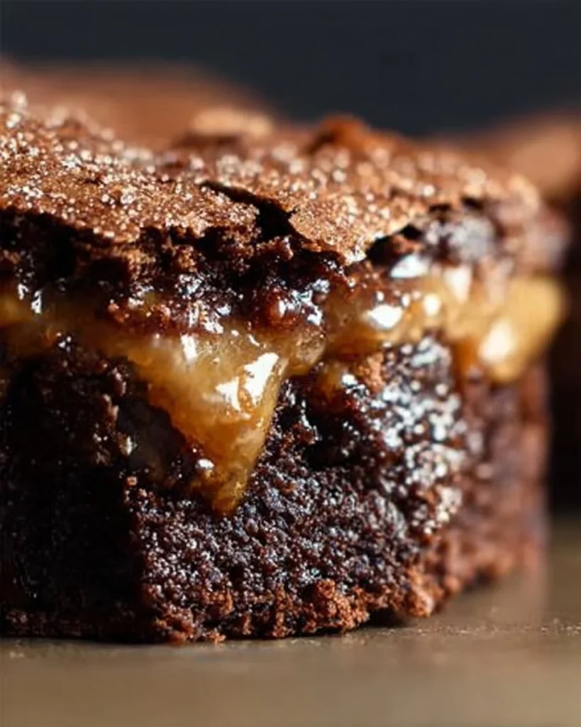 Peanut Butter Brownie Caramelitas dessert with layers of brownie and caramel