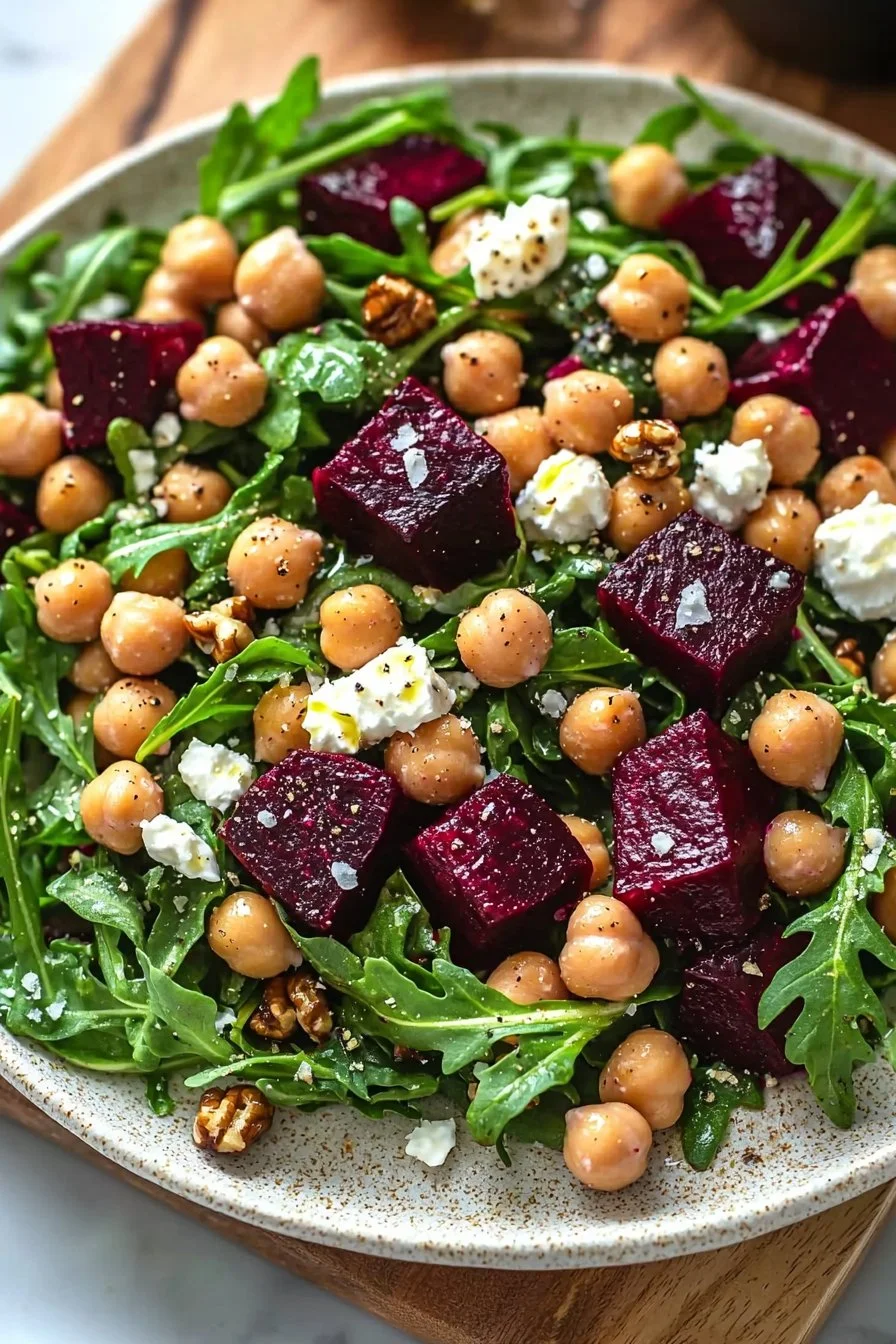 Roasted Beet & Arugula Chickpea Salad