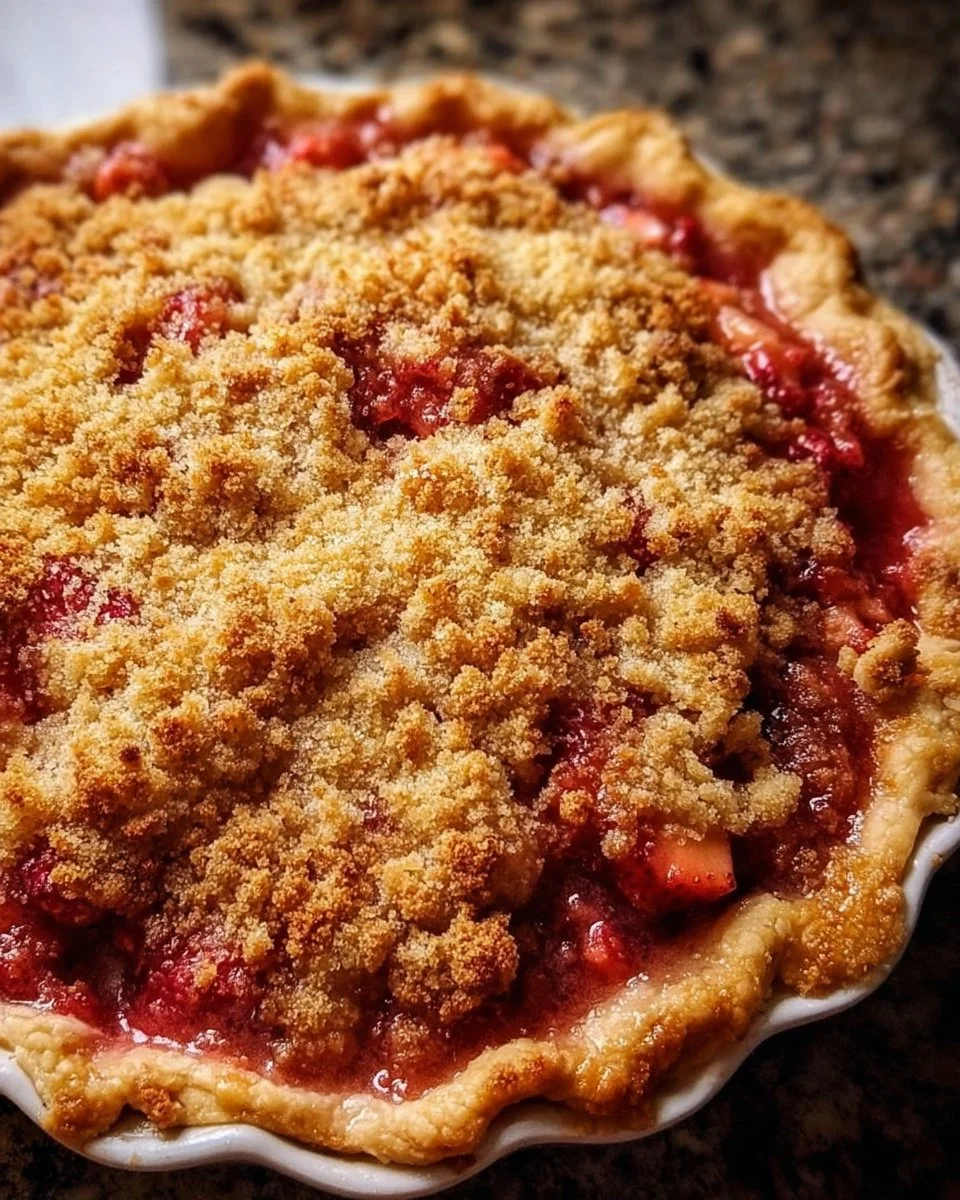 Simple Strawberry Rhubarb Pie With Crumb Topping
