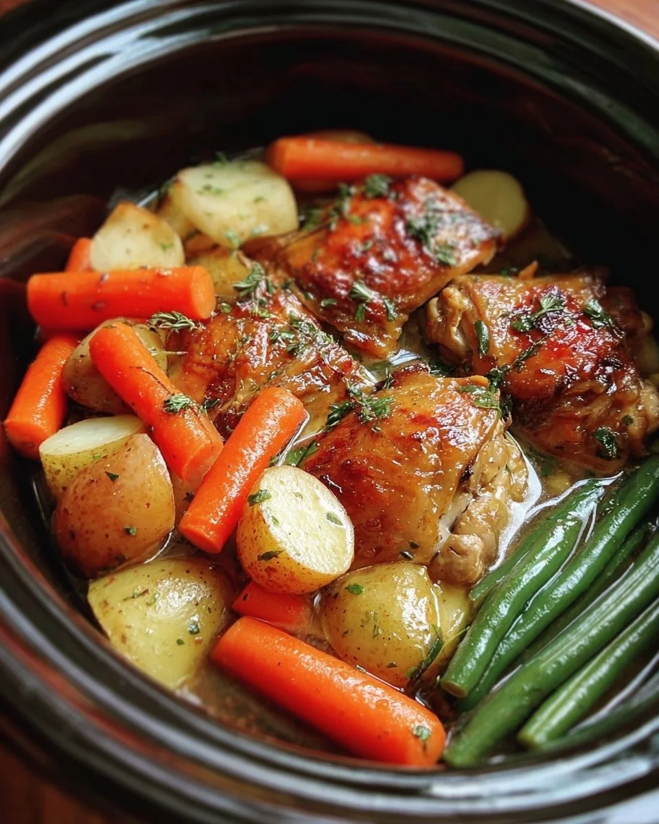 Plate of slow cooker honey garlic chicken served with mixed veggies