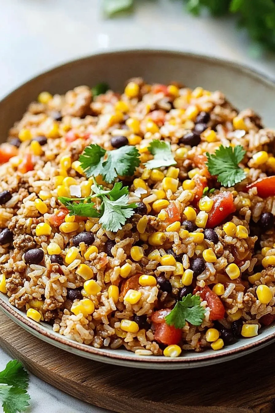 Delicious Southwest Rice and Ground Turkey Skillet recipe with vibrant ingredients