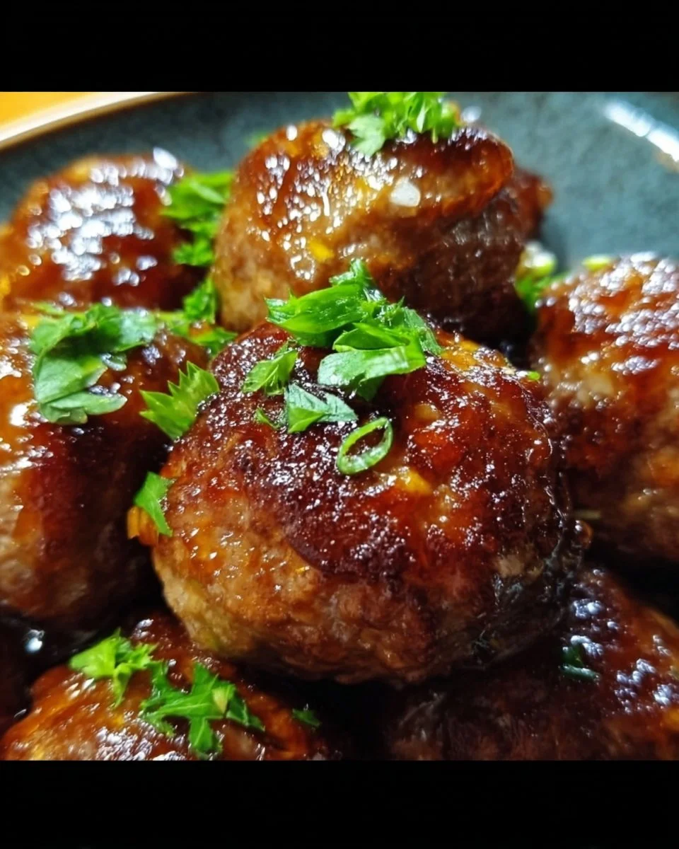 Delicious sweet and sour beef meatballs served on a plate.