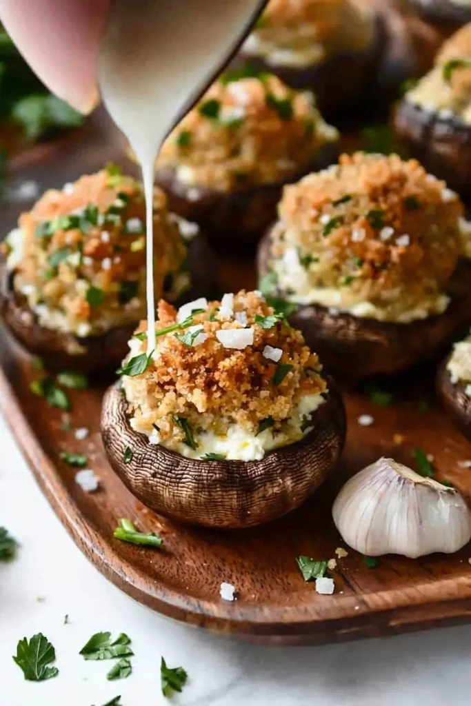 Deliciously stuffed mushrooms filled with savory ingredients ready to be served.