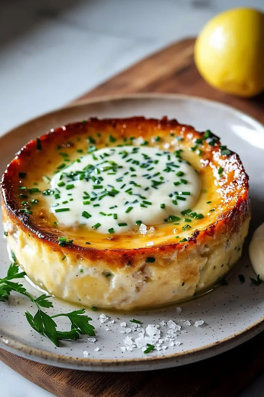 Tuna Flan & Fresh Chive Sauce