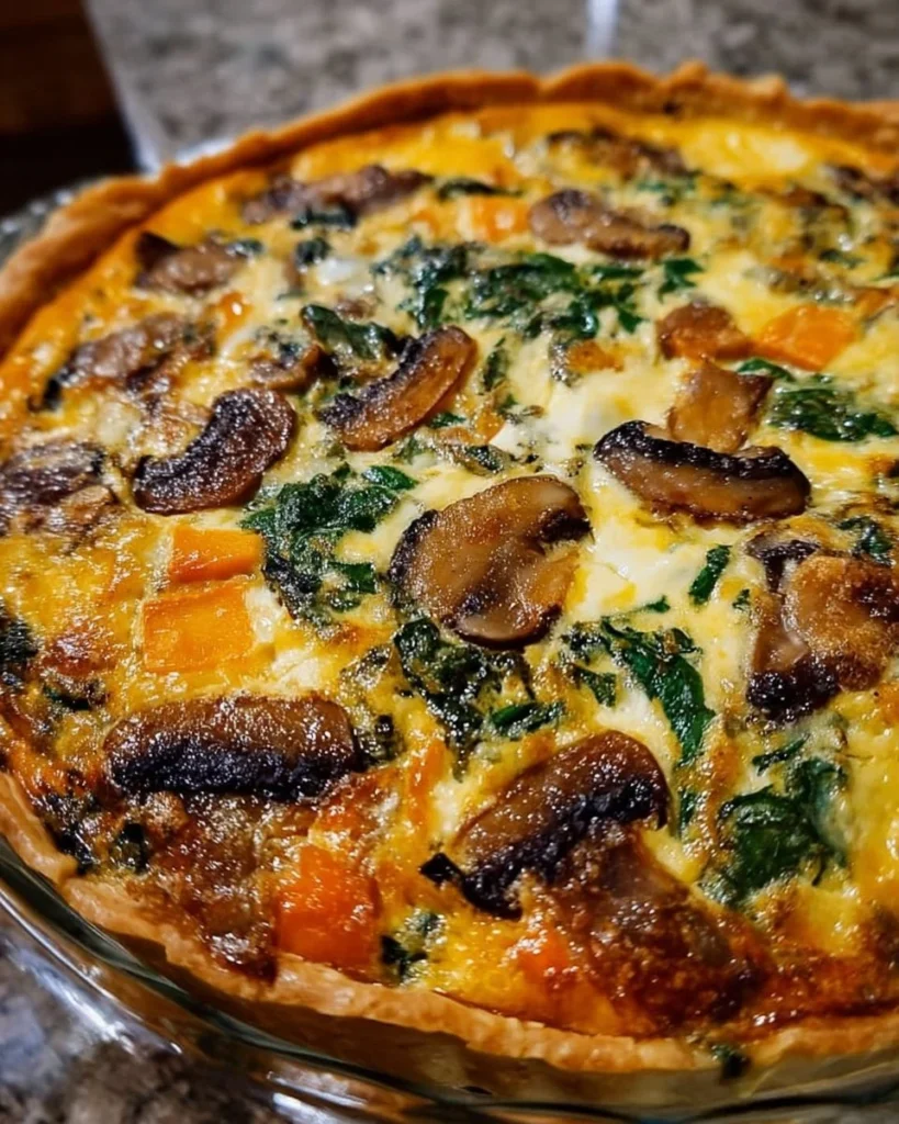 Delicious winter vegetable quiche filled with seasonal greens and rich flavors.
