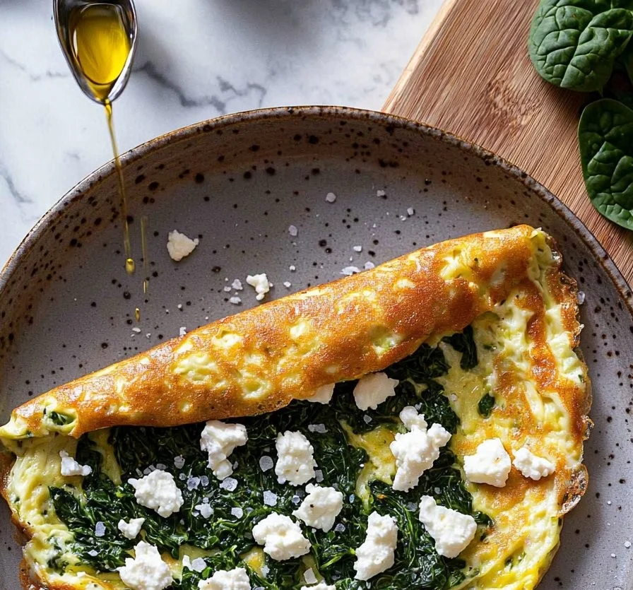15 Minute Spinach and Feta Omelet