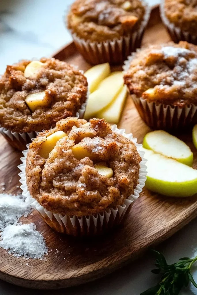 Freshly baked apple cinnamon muffins on a cooling rack