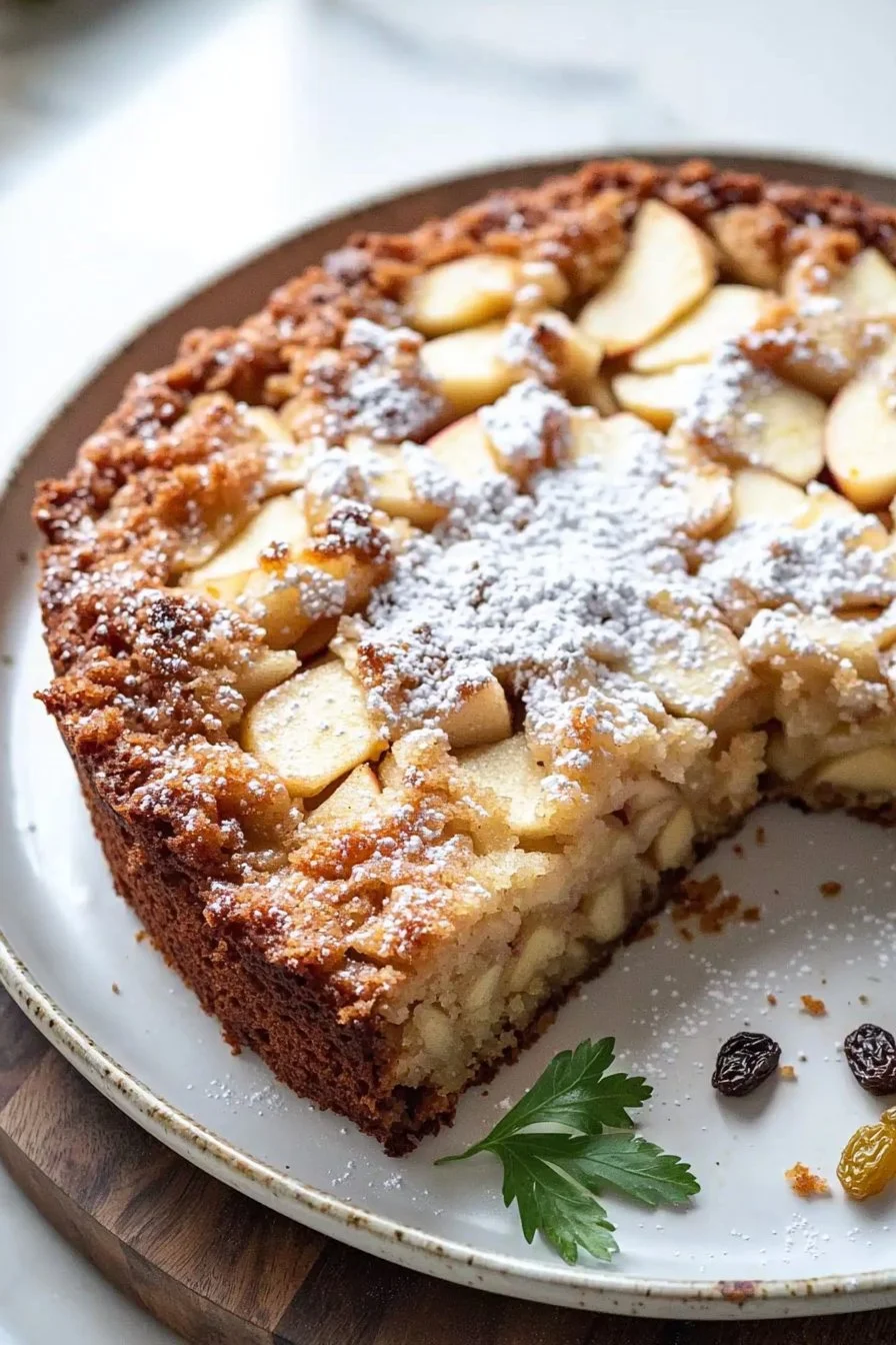 Freshly baked authentic Irish Apple Cake with apples and spices
