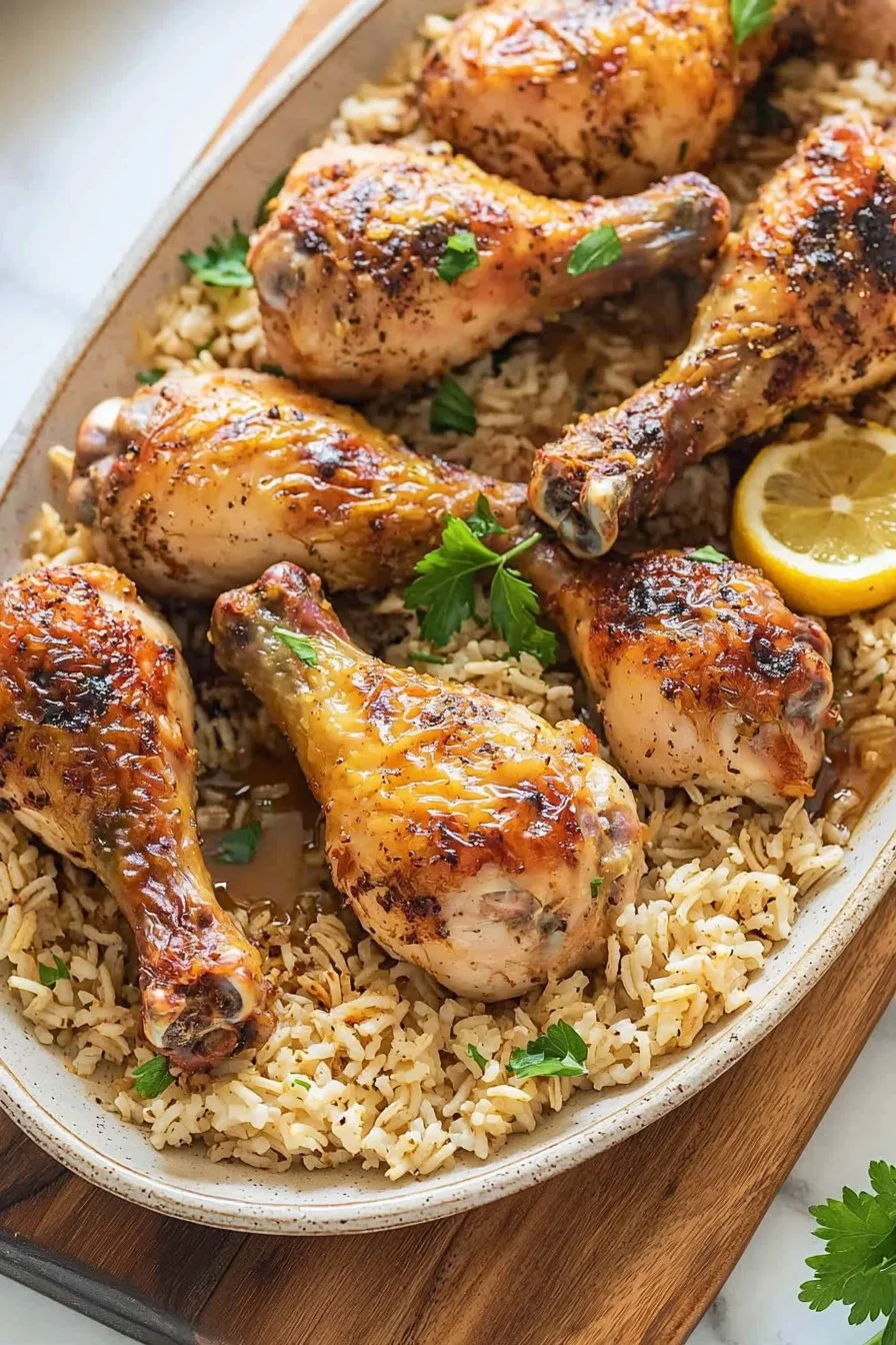 Baked Chicken Legs and Rice