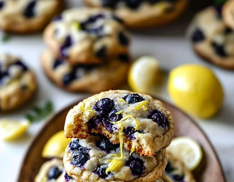 Delicious Blueberry Lemon Cookies served on a plate, perfect for dessert.