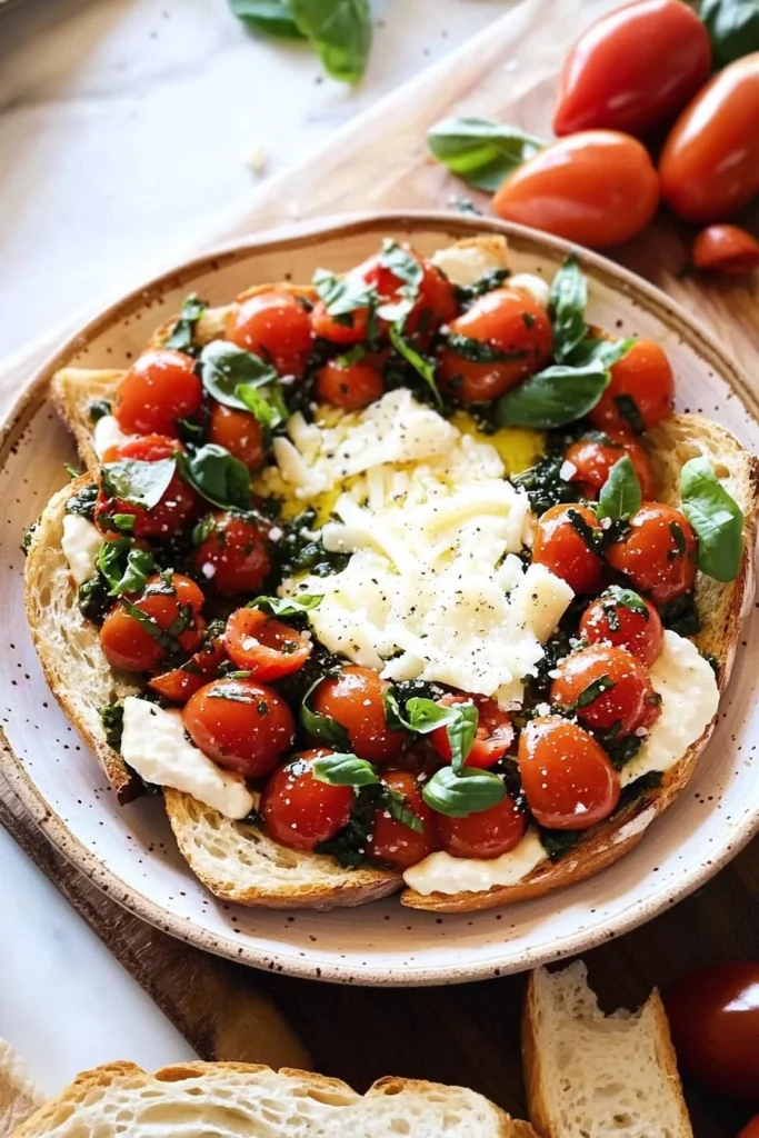 Delicious Bruschetta Dip served in a bowl with fresh ingredients