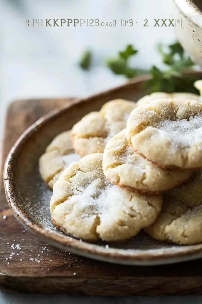 Delicious freshly baked cardamom sugar cookies topped with sugar.