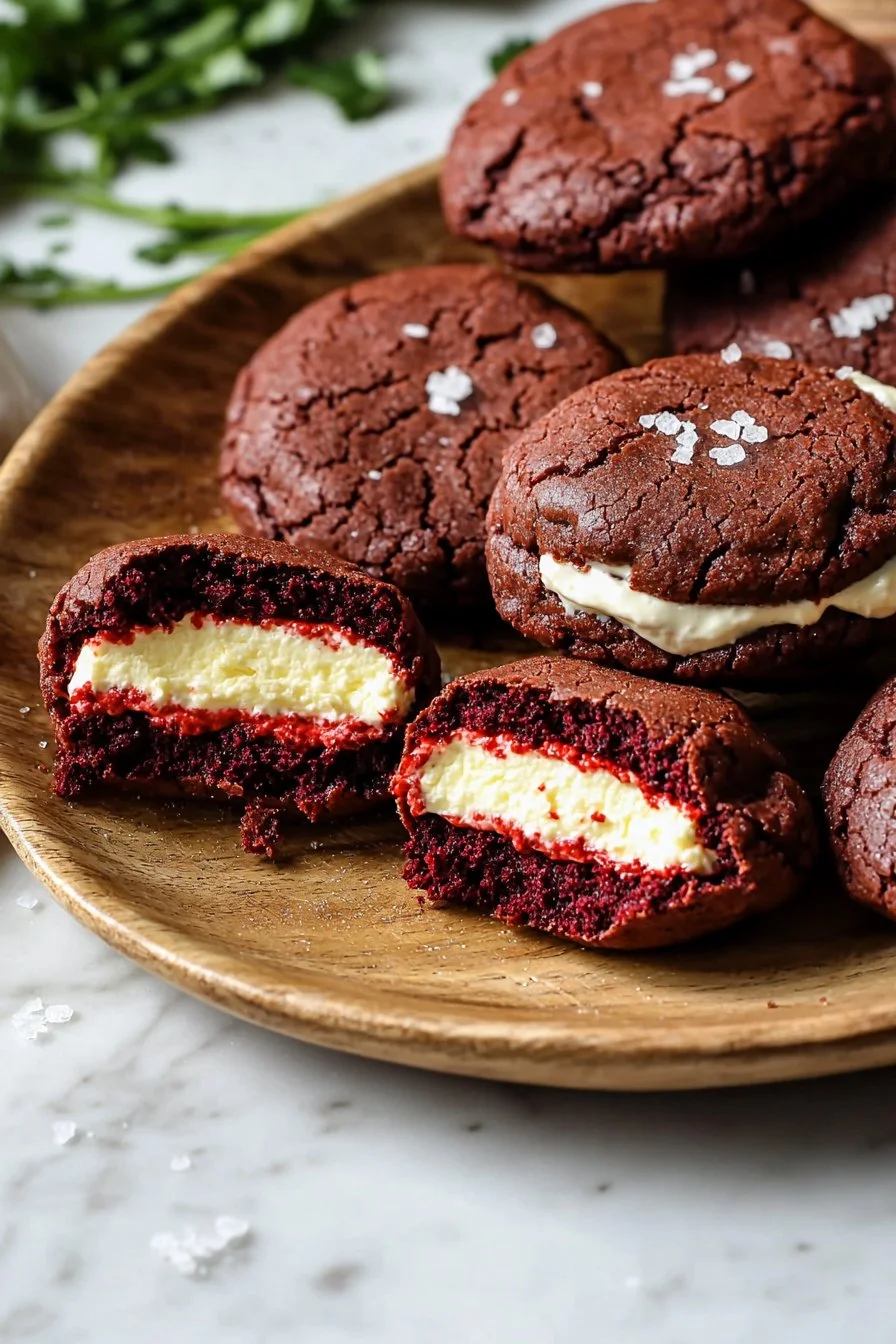 Cheesecake Stuffed Red Velvet Cookies