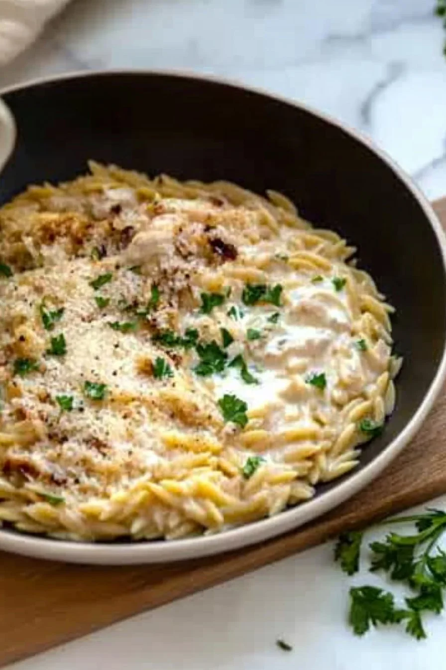 Chicken Alfredo Orzo
