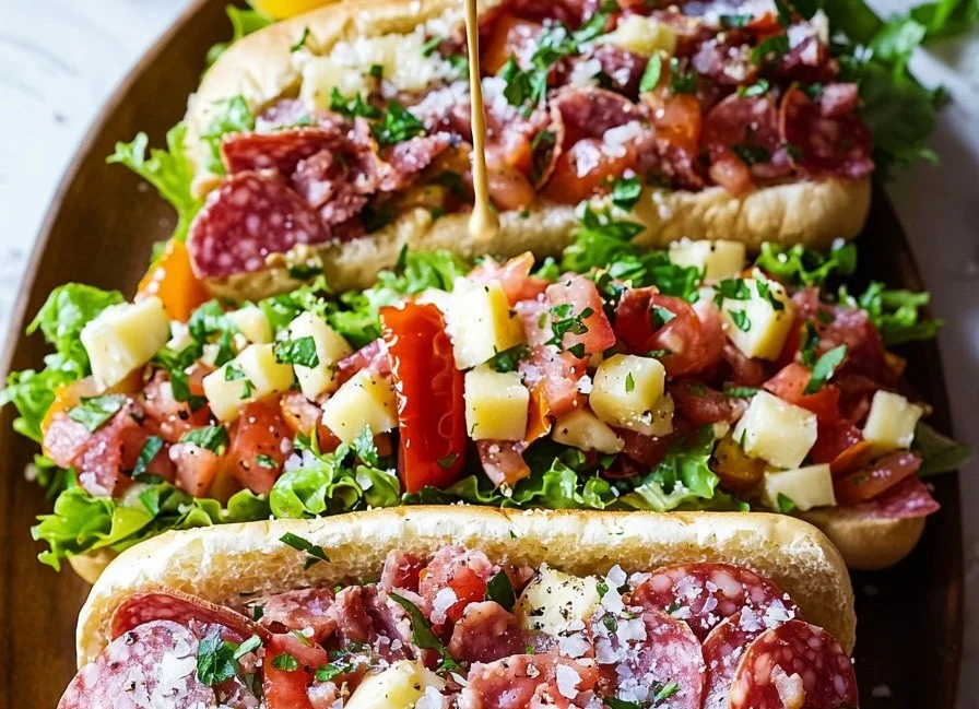 Chopped Italian Grinder Sandwich with fresh ingredients and vibrant colors