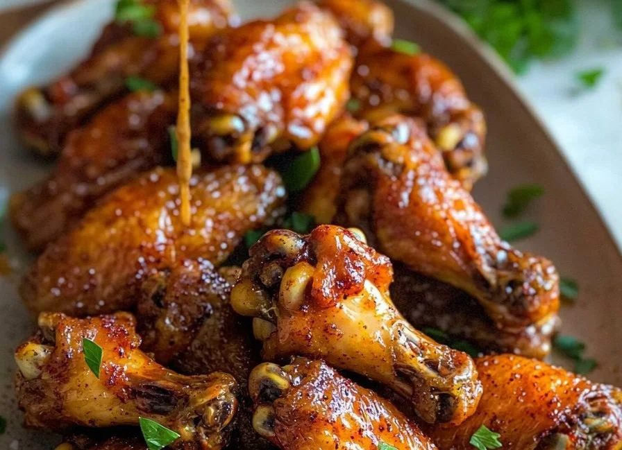 Delicious cowboy butter chicken wings served on a platter