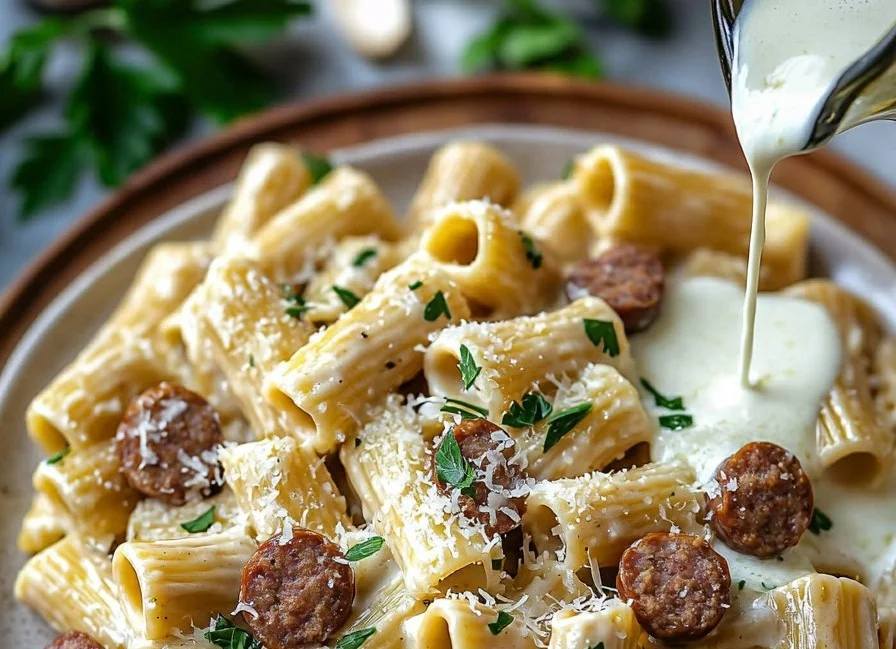 Creamy Beef Sausage Rigatoni