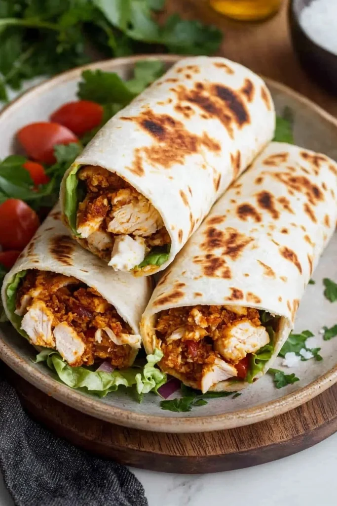 Crispy air fryer chicken and mozzarella wraps on a plate