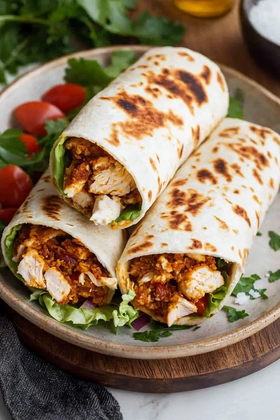 Crispy air fryer chicken and mozzarella wraps on a plate