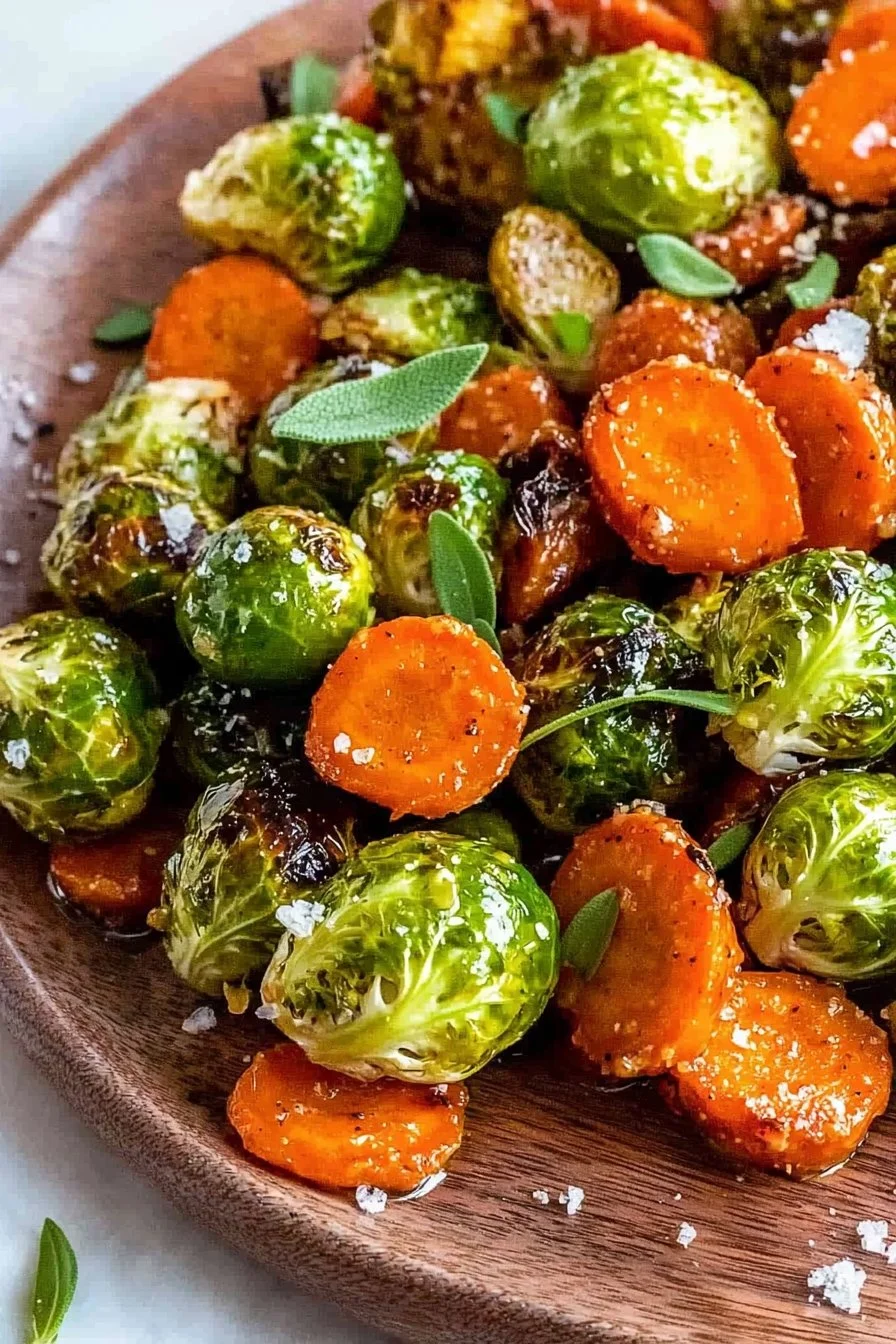 Crispy Roasted Brussels Sprouts and Carrots