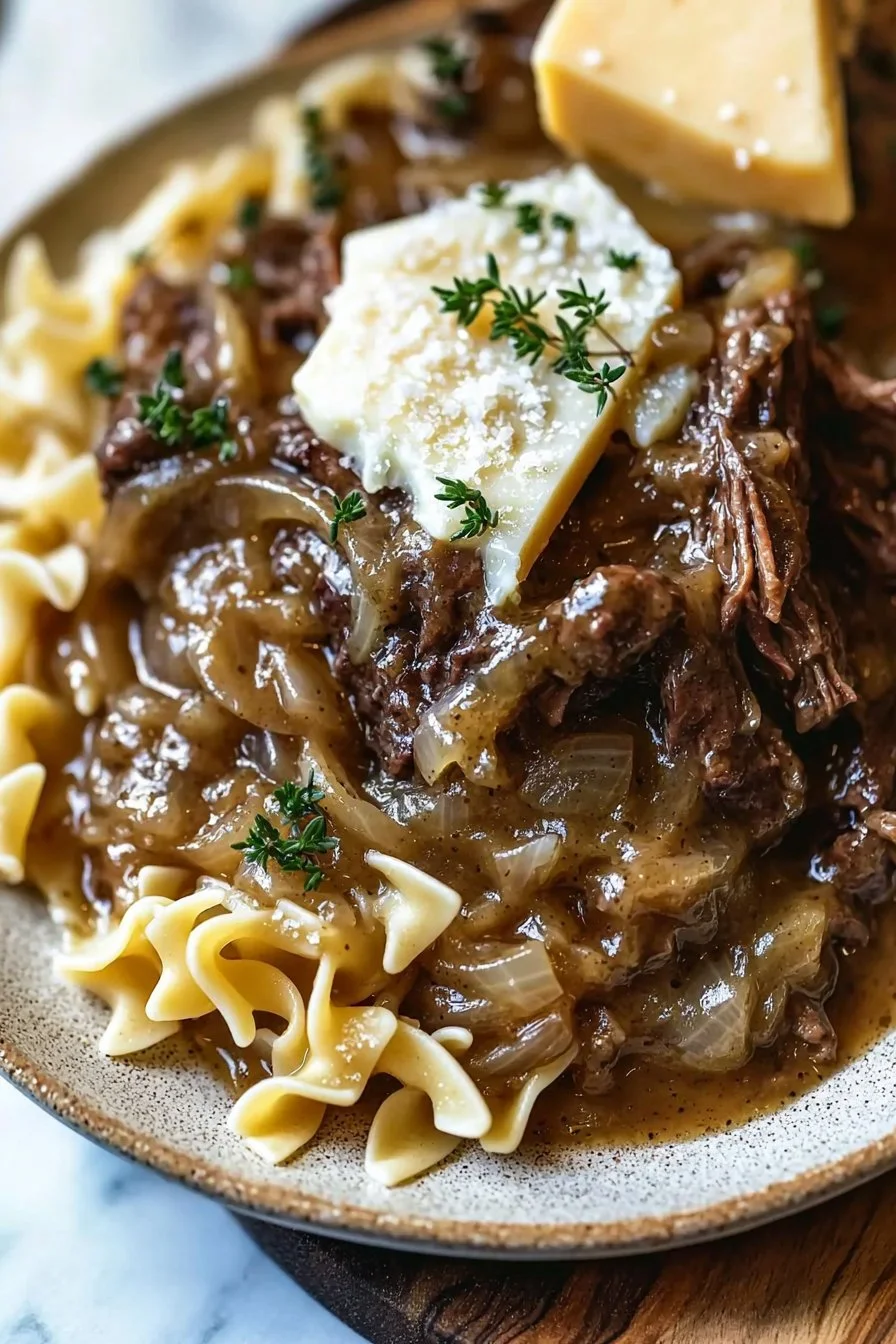 Crock Pot French Onion Beef and Noodles