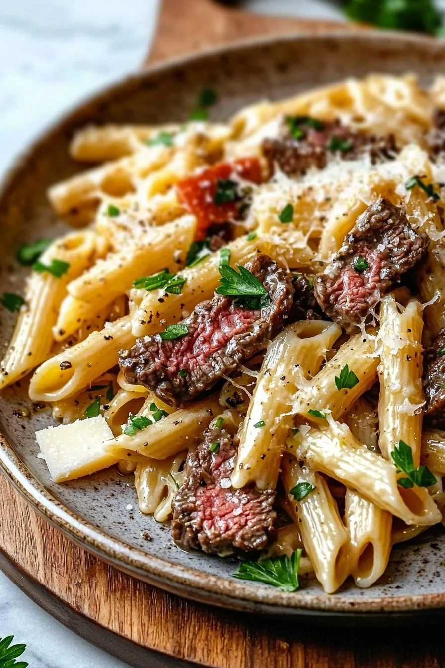 Delicious Garlic Beef Pasta