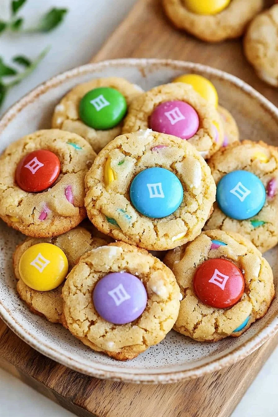Delicious easy M&M cookies fresh out of the oven