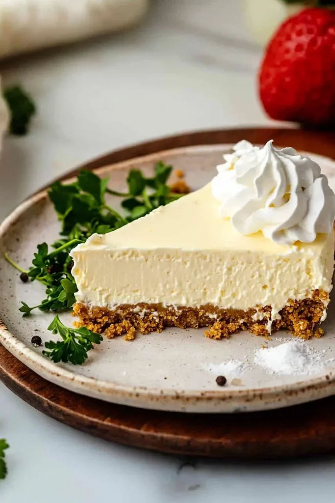 Delicious easy no bake cheesecake topped with fresh berries