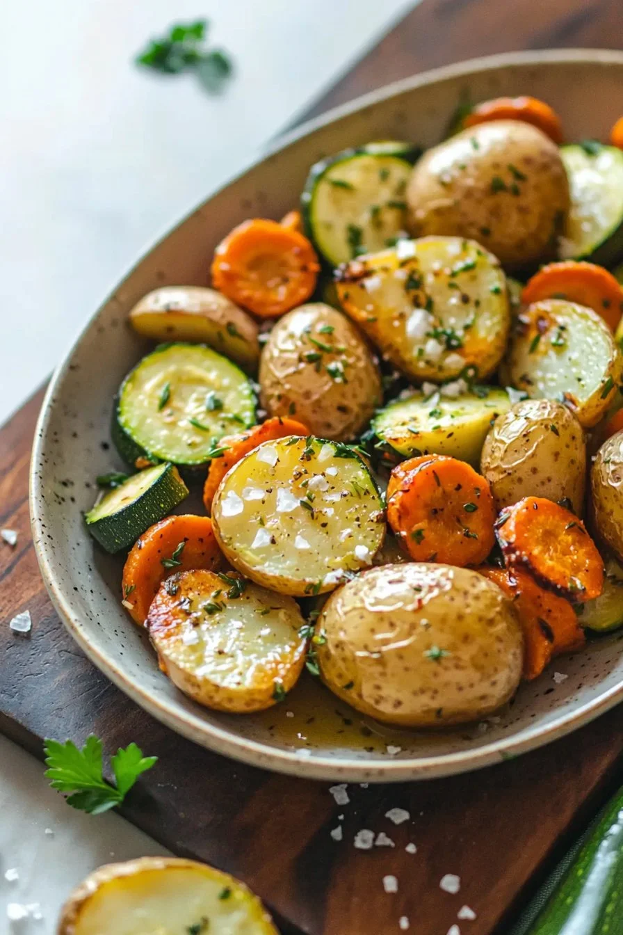 Garlic Herb Roasted Potatoes with Carrots and Zucchini
