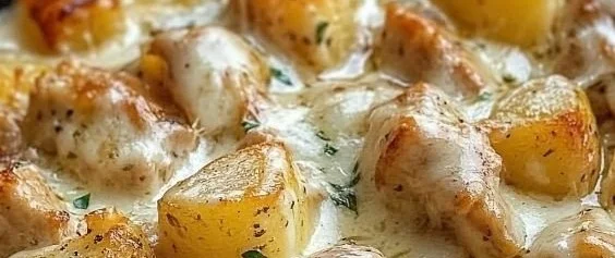 Garlic Parmesan Chicken and Potatoes cooked in a crockpot