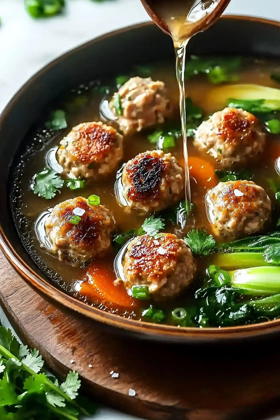 Ginger Chicken Meatball Soup