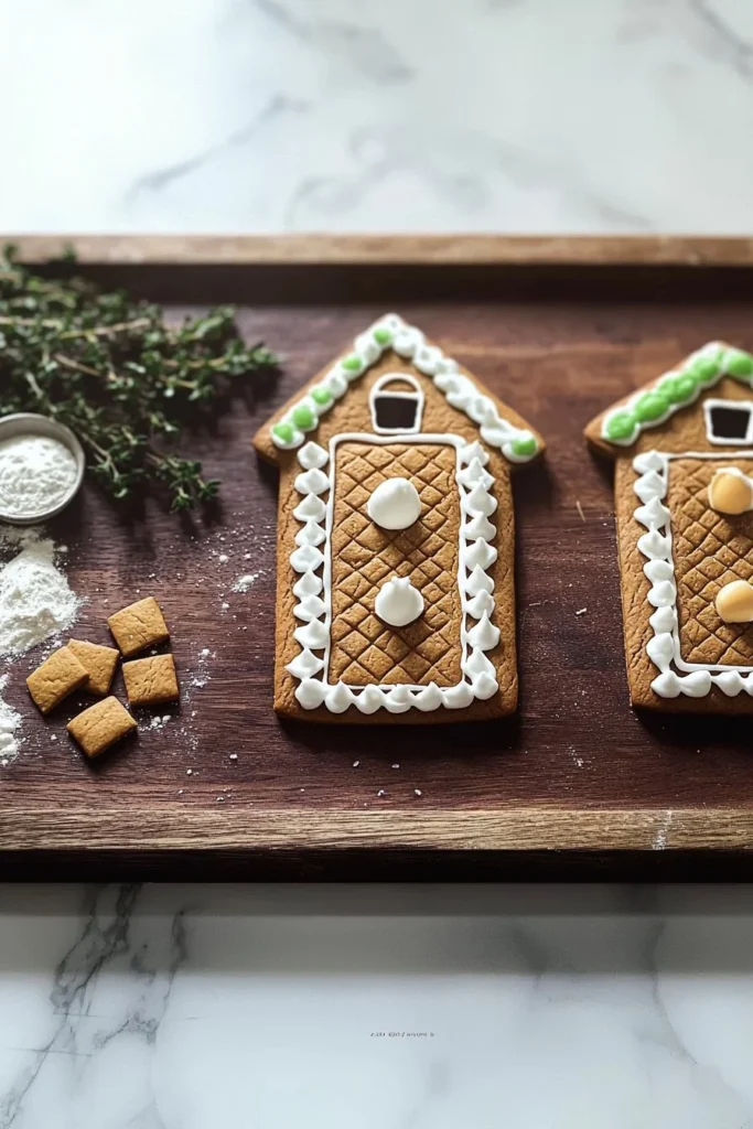 Beautifully decorated Gingerbread House door with candy details